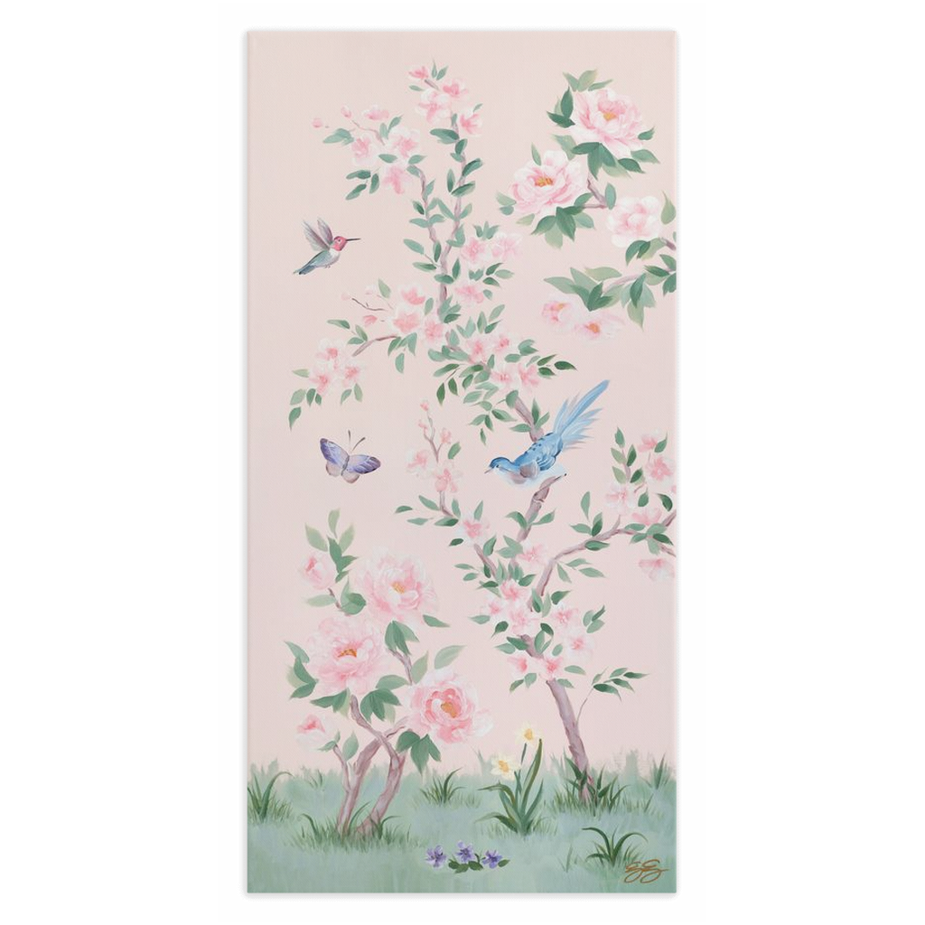 April, a pink chinoiserie canvas wrap