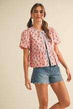 Load image into Gallery viewer, Cutie Floral Tie Front Top
