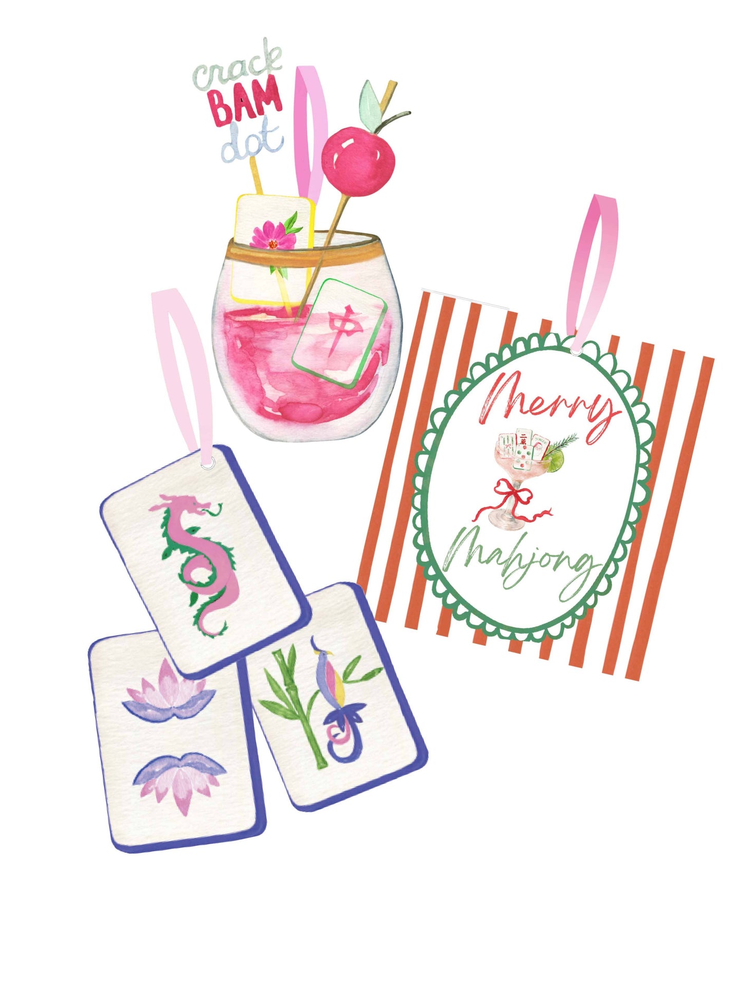 Mahjong Christmas Ornament Acrylic Mahj gift, acrylic