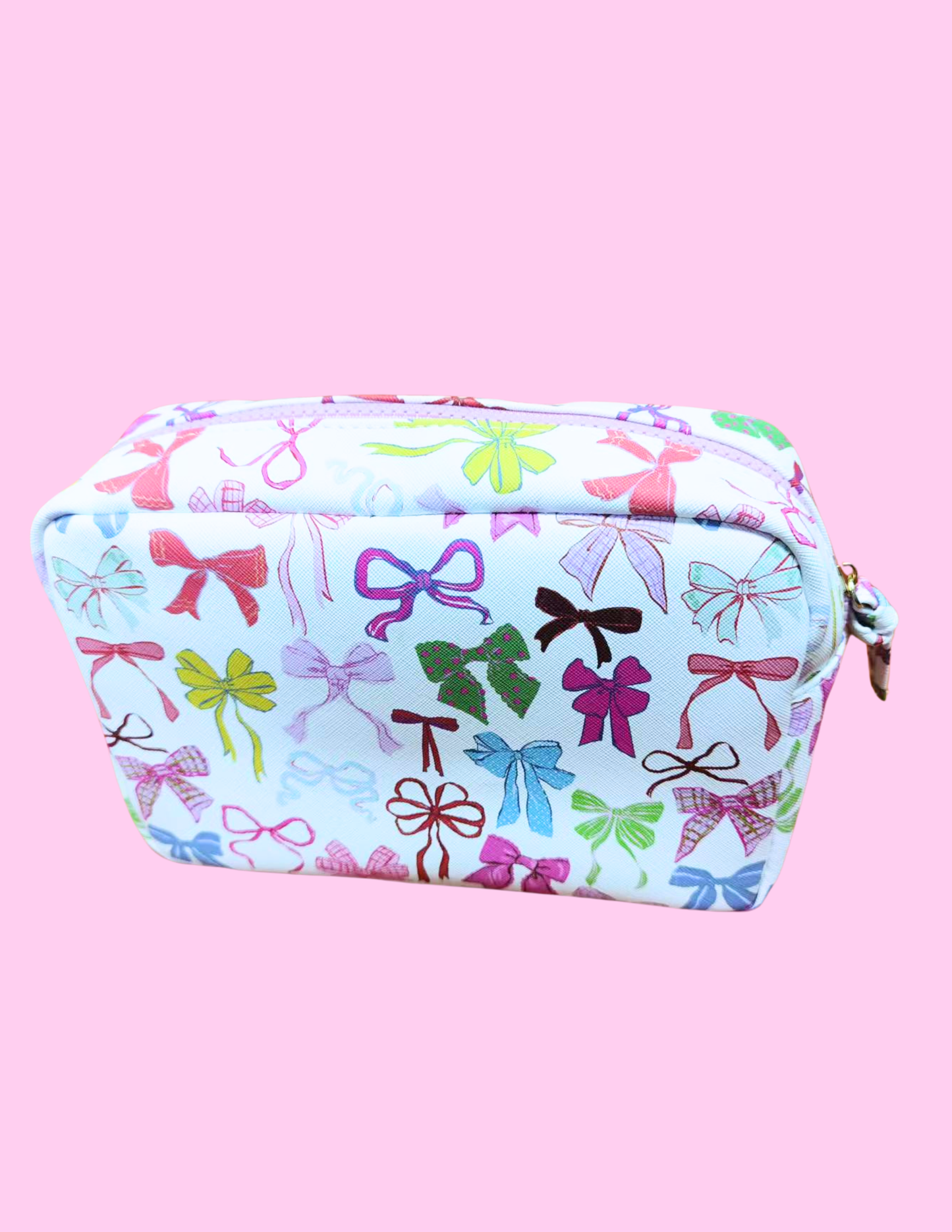 Bow Colorblock Coquette Cosmetic Pouch Bag