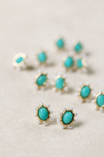 Load image into Gallery viewer, Turquoise and Pearl Oval Stud Earrings
