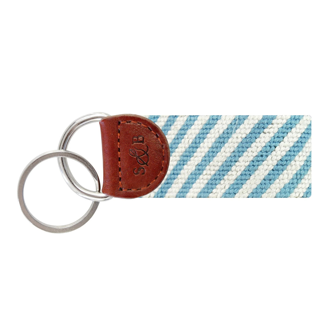 Blue Seersucker Key Fob