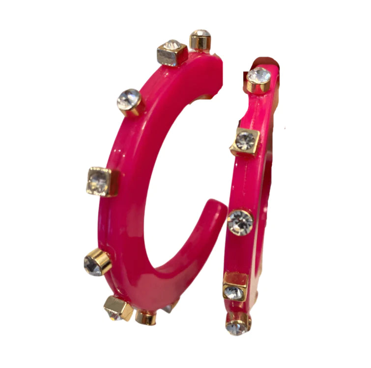 City Girl Jewel Hoop Red/White LARGE