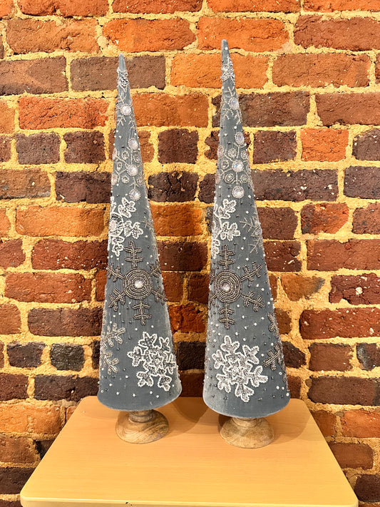 Velvet Beaded Snowflake Trees