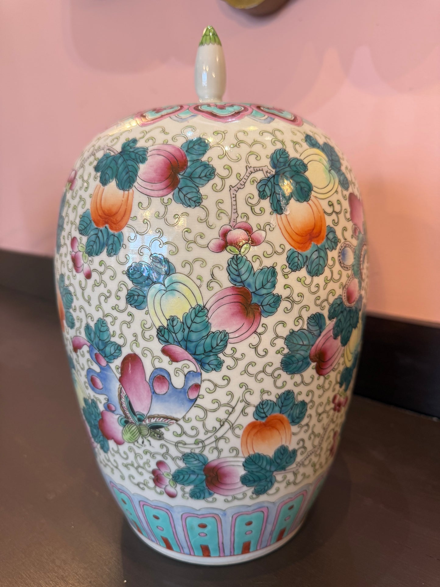 Vintage Chinoisene Melon Jar