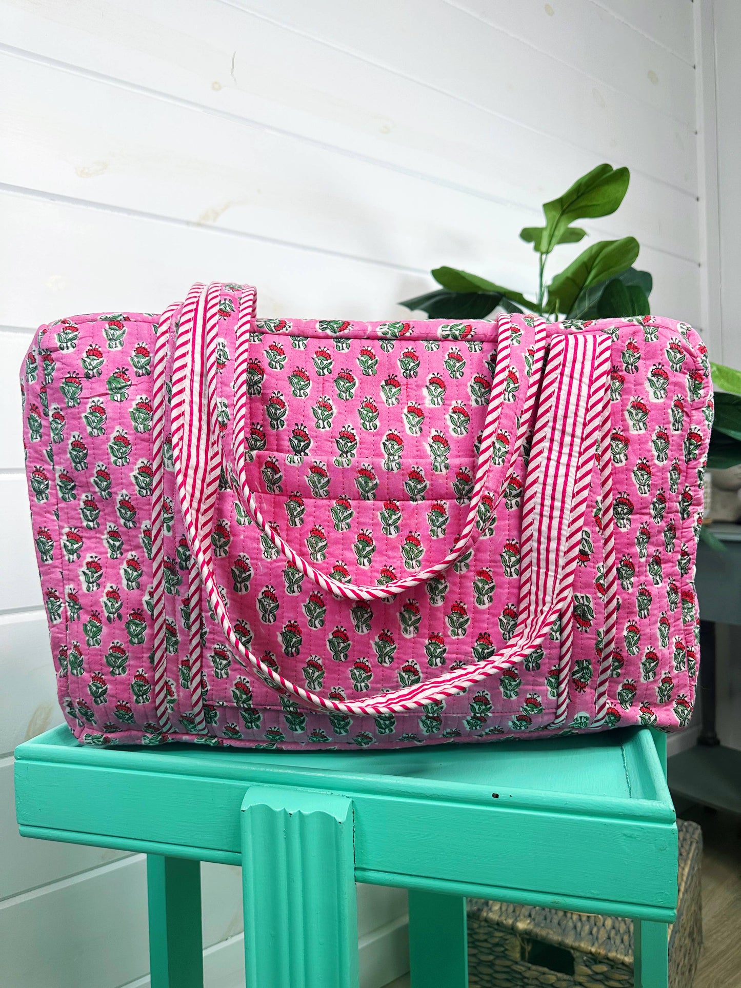 Quilted Duffle Bags | Block Print | Weekender Bag | Floral