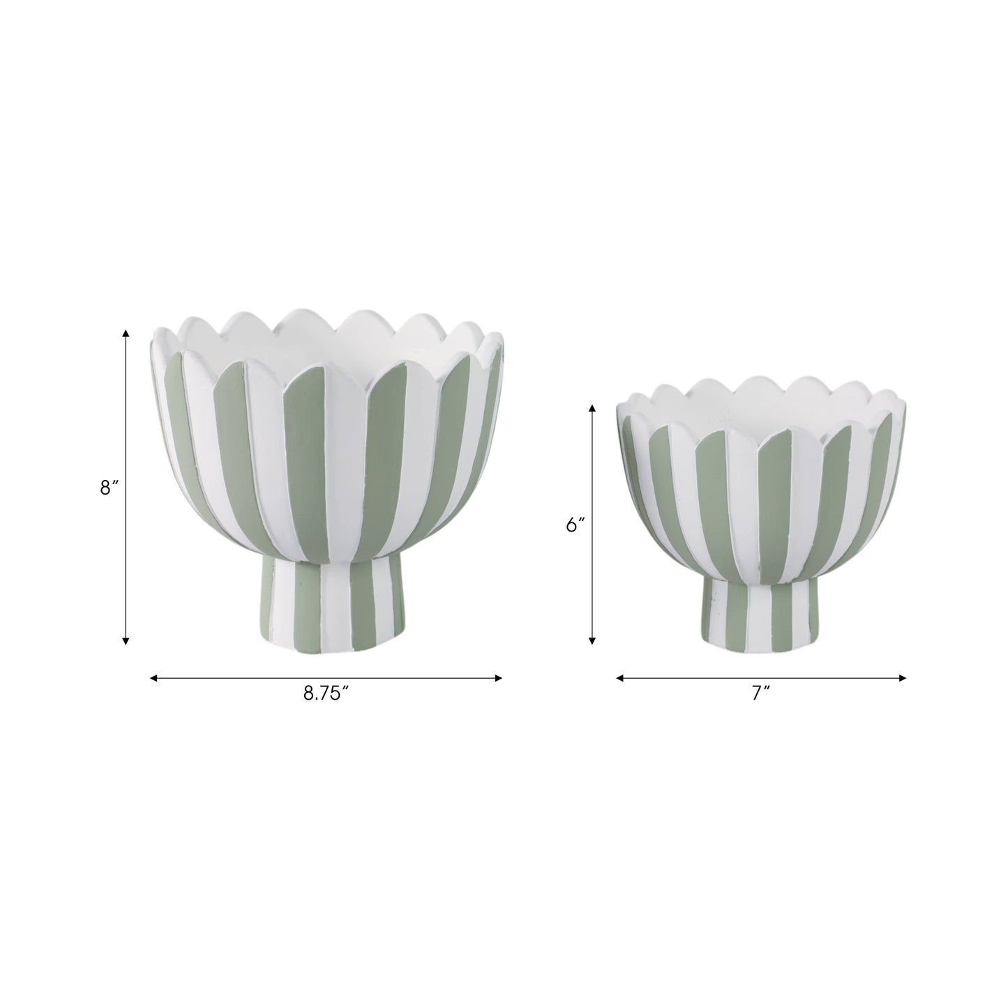 Ceramic Scalloped Striped Planters