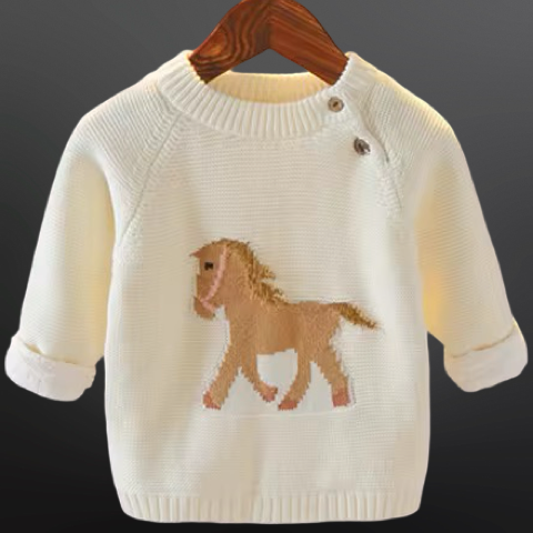 Equestrian Western Horse Knit Baby Sweater