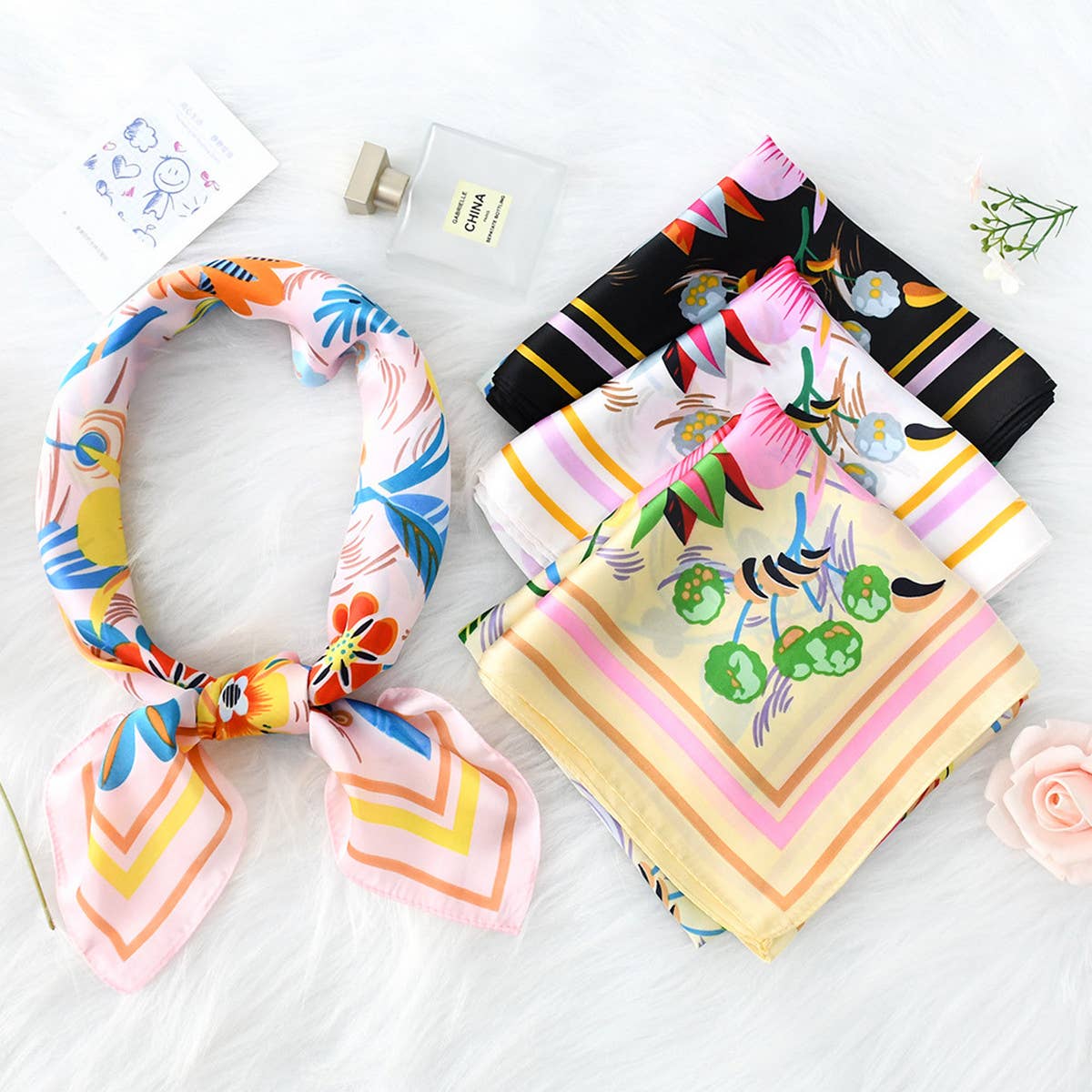 Floral Print  Scarf – Vintage Neck & Head Wrap