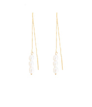 Load image into Gallery viewer, Skinny Pearl Statement Threader Earrings
