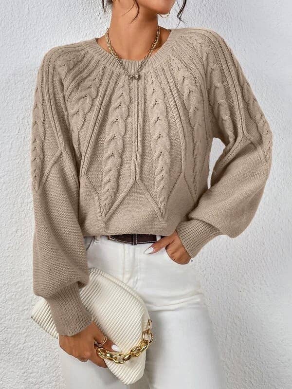 Cable knit Balloon Sleeves sweater jumper