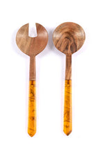 Load image into Gallery viewer, Wood &amp; Resin Salad Servers
