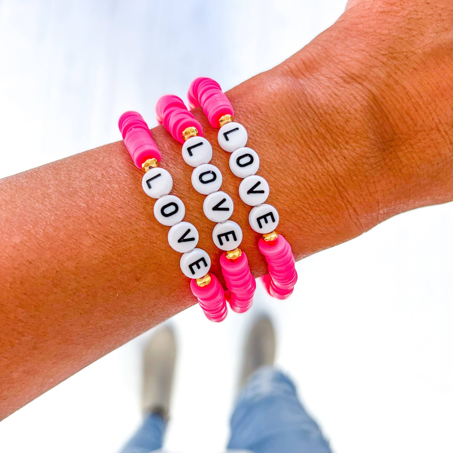 Valentine word Heishi Bracelets: Blush-Love