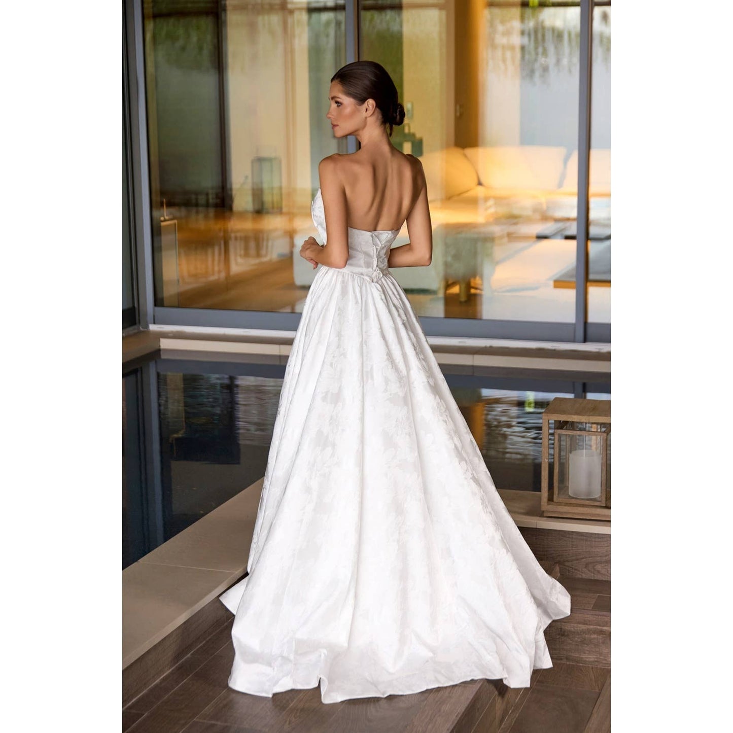 Strapless Full Skirt Gown with Bow Bodice