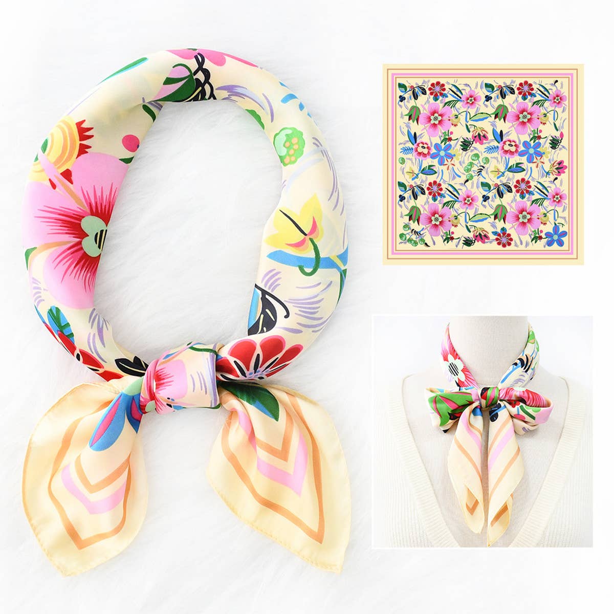 Floral Print  Scarf – Vintage Neck & Head Wrap