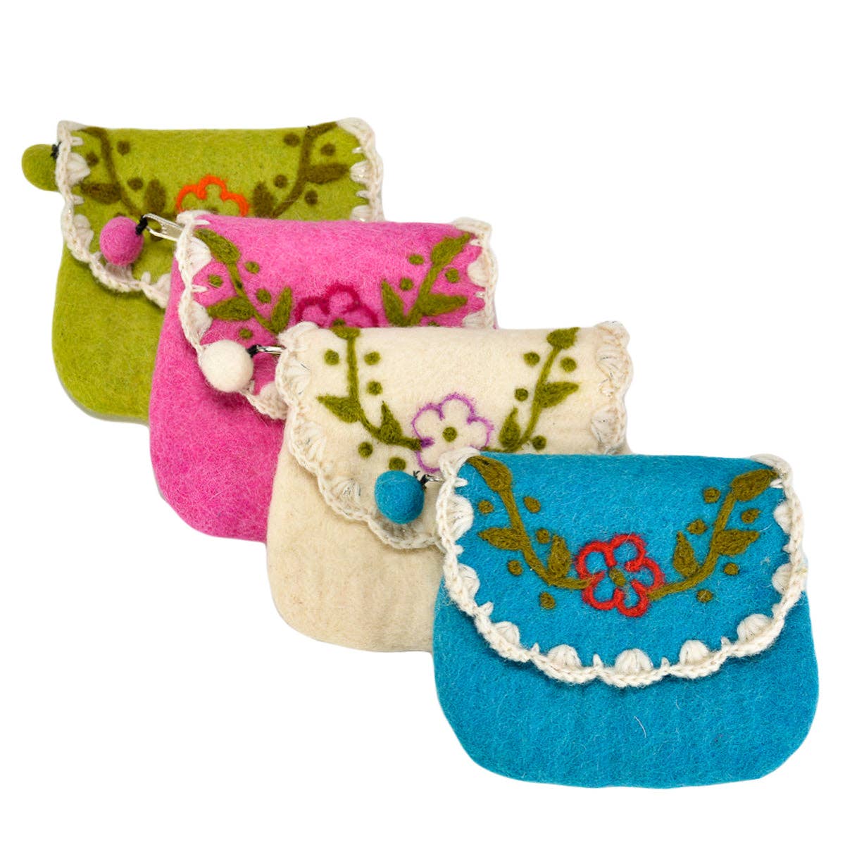 Flower with leaves flip design coin purse