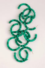 Load image into Gallery viewer, Green Beaded Candy Statement Hoop Earrings
