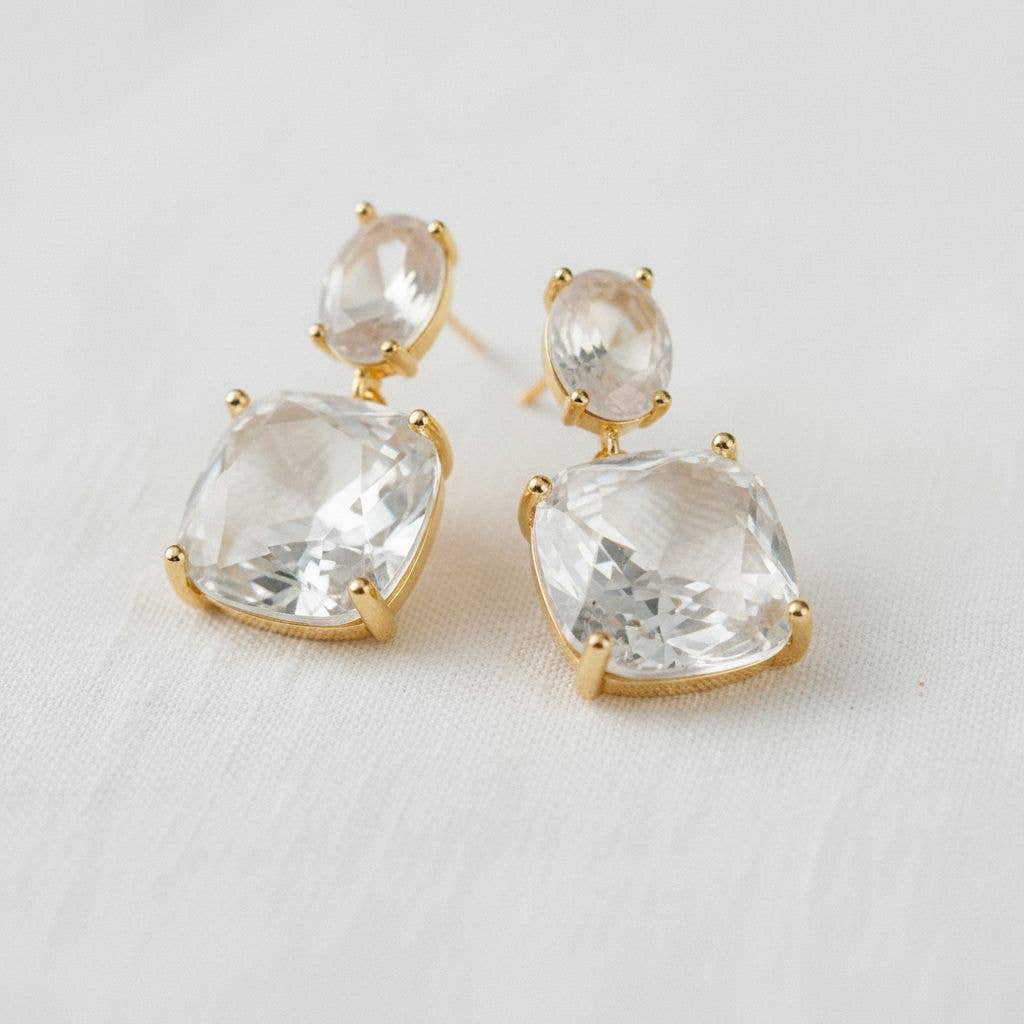 Artisan Square Gemstone Drop Earrings
