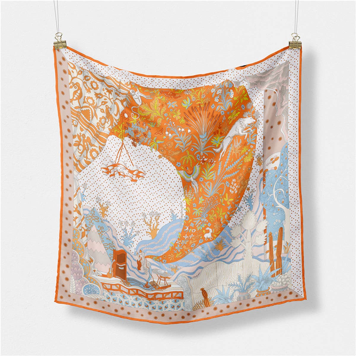 Silk Feel Square Scarf for Travel & Styling