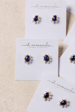 Load image into Gallery viewer, Blue Lapis and Pearl Oval Stud Earrings
