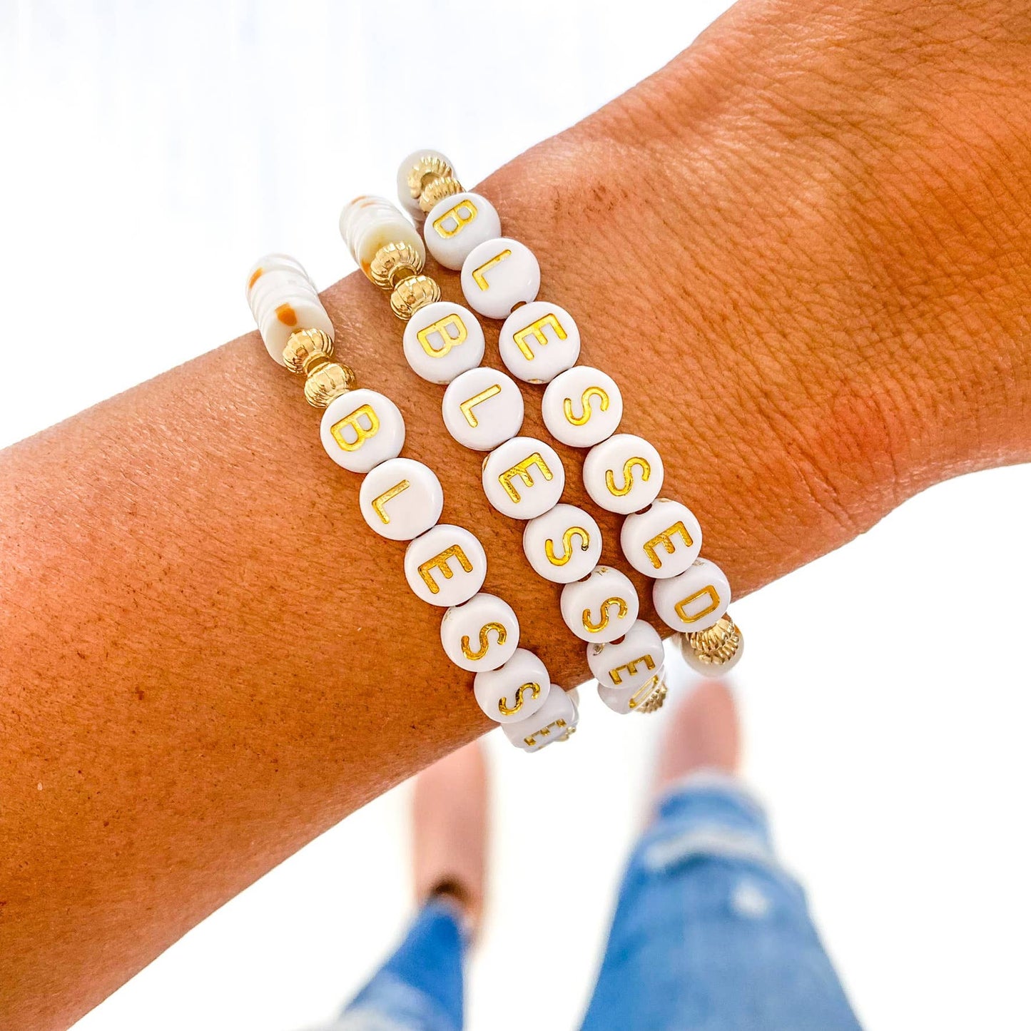 Valentine word Heishi Bracelets: Blush-Love