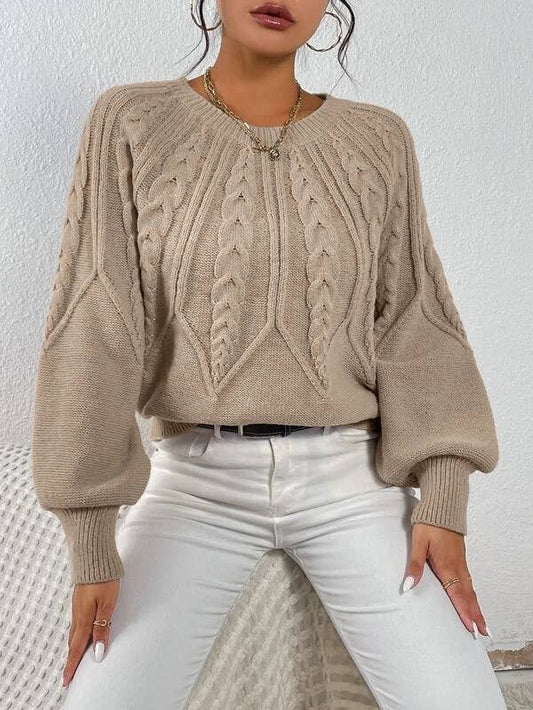 Cable knit Balloon Sleeves sweater jumper