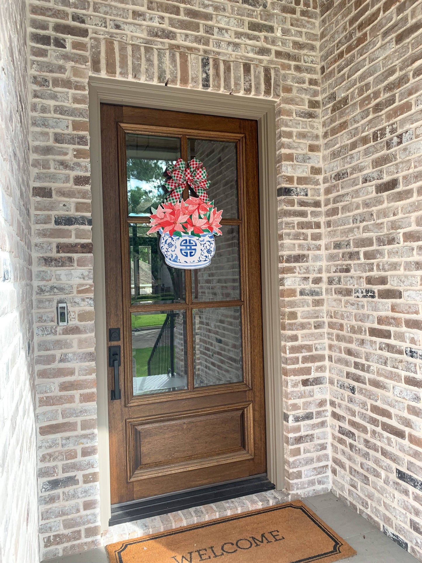 Kim Cache Pot with Poinsettias Door Hanger