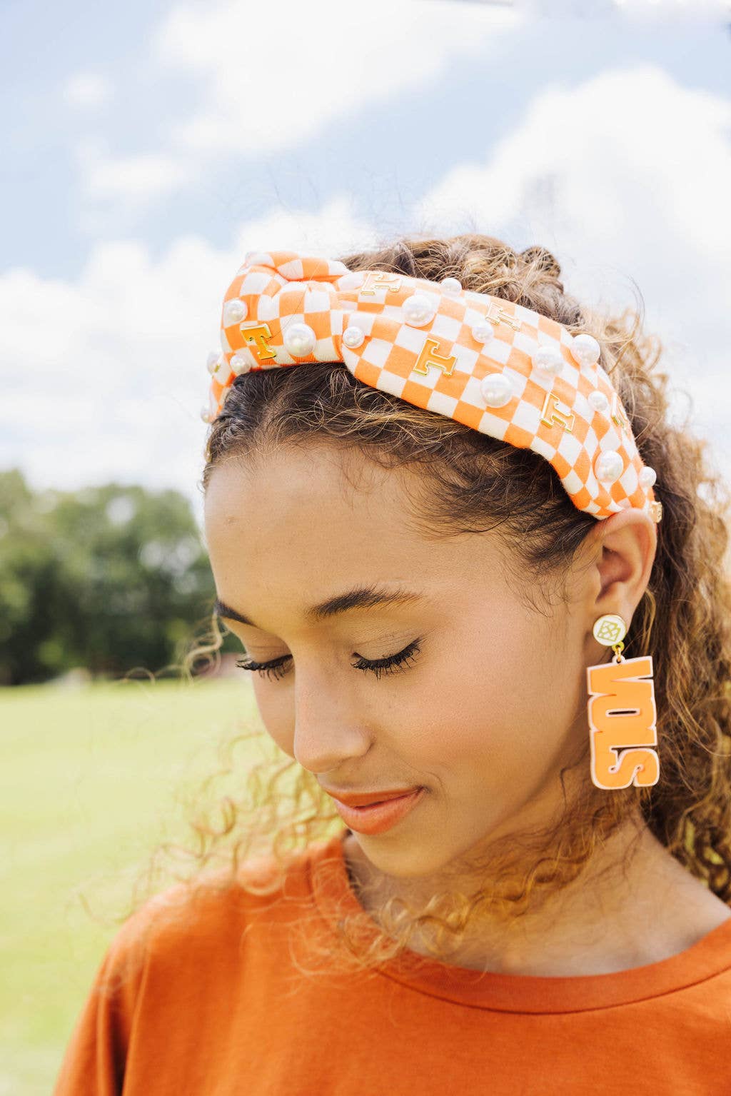 Orange and White Checkered University of Tennessee Logo Head