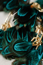 Load image into Gallery viewer, Peacock Feather Statement Tassel Earrings
