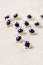 Load image into Gallery viewer, Blue Lapis and Pearl Oval Stud Earrings
