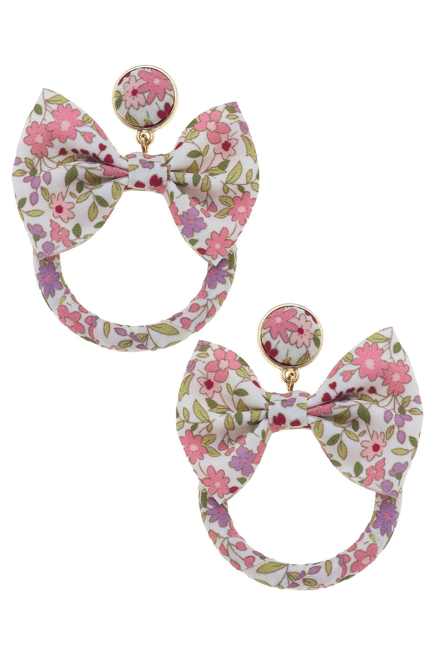 Norah Vintage Floral Bow Drop Hoop Earrings