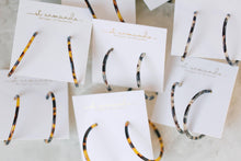 Load image into Gallery viewer, Skinny Blonde Tortoise Hoop Earrings
