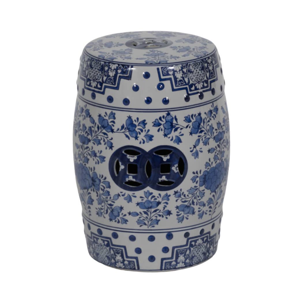 Ceramic Chinoiserie Floral Garden Stool