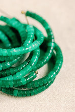 Load image into Gallery viewer, Skinny Green Beaded Candy Statement Hoop Earrings
