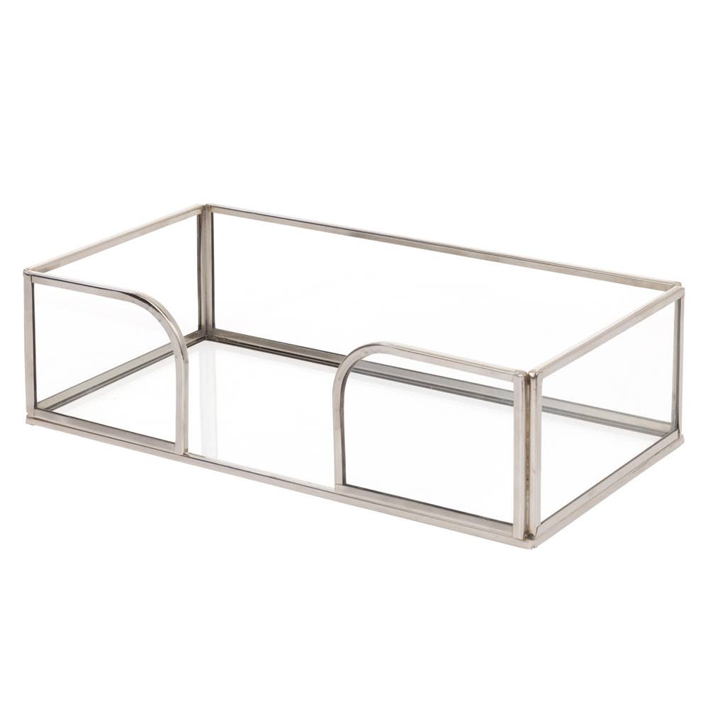 Silver Edge Glass Caddy Christmas for Paper Guest Towels