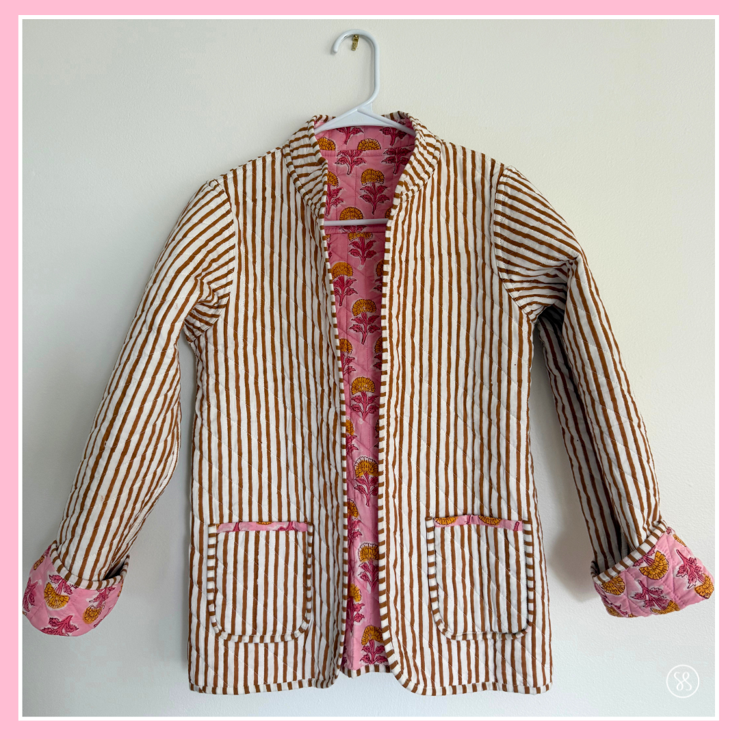 Quilted Reversible Floral & Stripe Jacket