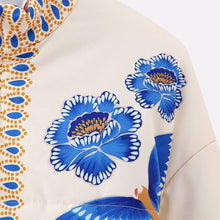 Load image into Gallery viewer, BLUE FLOWER PRINT ZIP-UP QUILTED JACKET
