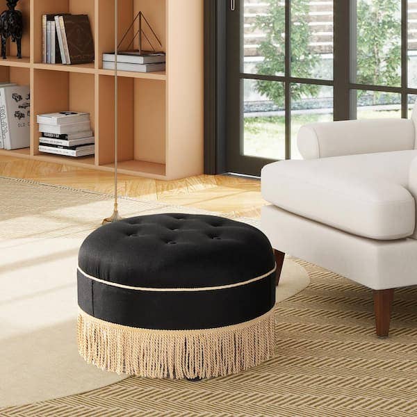 Yolanda 24" Round Upholstered Accent Ottoman