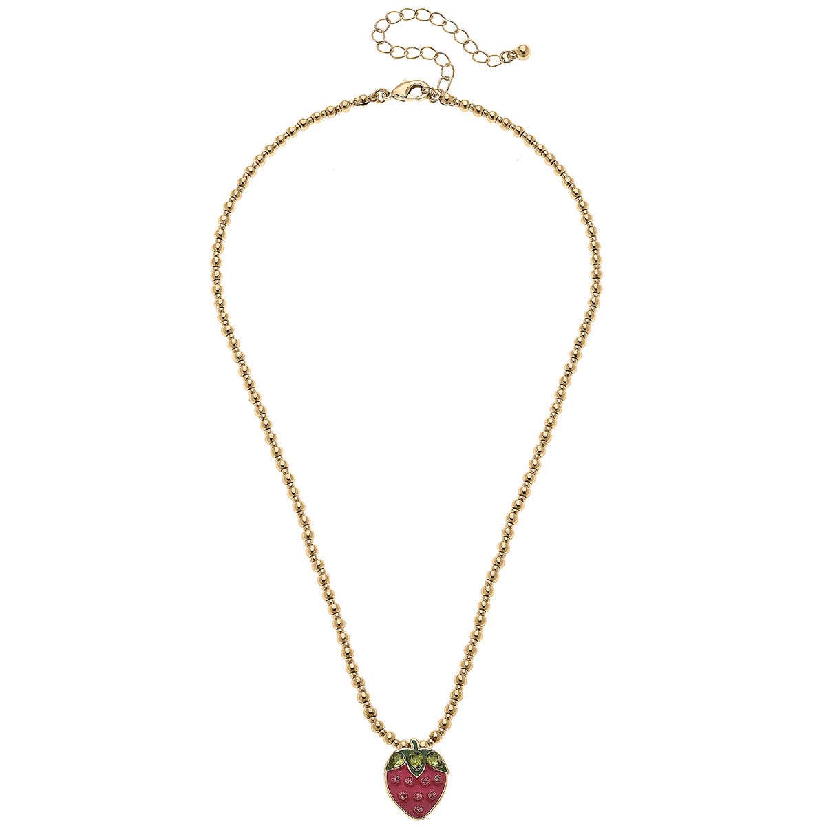 Jane Strawberry Gold Ball Beaded Children's Necklace in Fuch