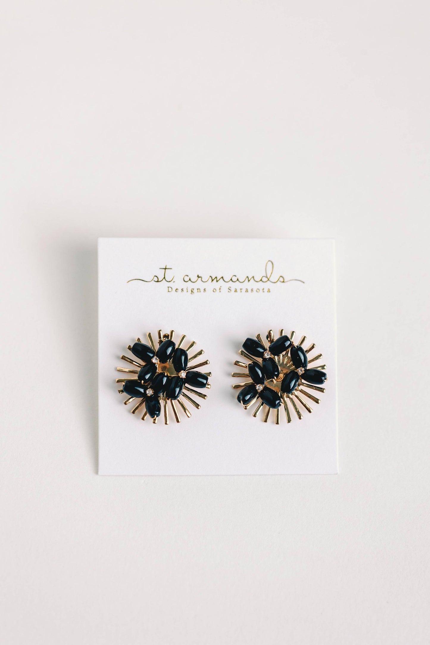 Black Sunburst Statement Stud Earrings