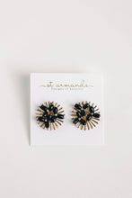 Load image into Gallery viewer, Black Sunburst Statement Stud Earrings
