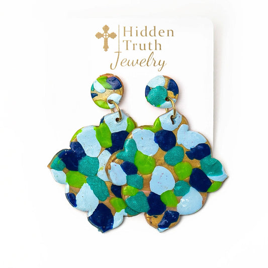 Multi-Blues Confetti Dangles