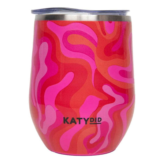 Hot Pink Retro Swirl Stemless Wine Tumbler: Hot Pink