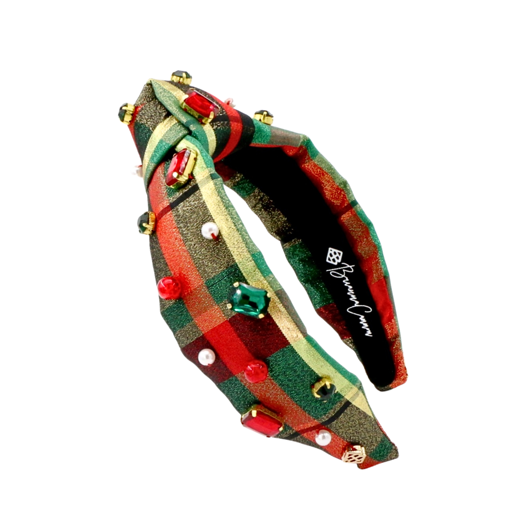 Child Size Classic Christmas Shimmer Plaid Headband 
