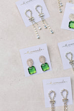 Load image into Gallery viewer, Retro Pave Crystal and Peridot Gum Drop Earrings
