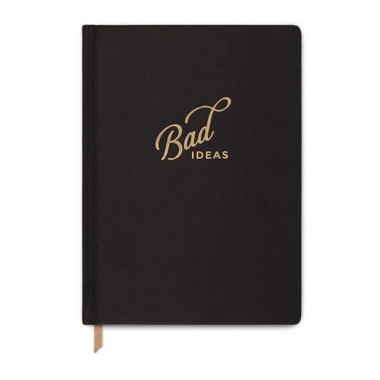 Bookcloth Book Bound, 7.5 X 10.25 - Black Quotes "Bad Ideas"