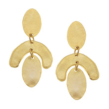 Load image into Gallery viewer, Gold Oval and Curve Contemporary Art Inspired Earrings
