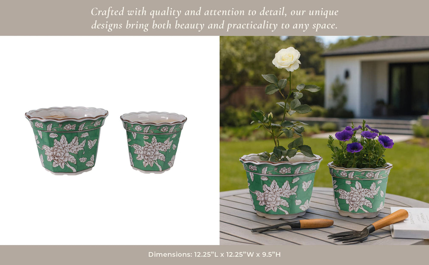 Ceramic Bird and Flower Planters