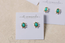 Load image into Gallery viewer, Turquoise and Pearl Oval Stud Earrings
