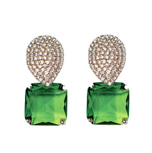 Load image into Gallery viewer, Retro Pave Crystal and Peridot Gum Drop Earrings
